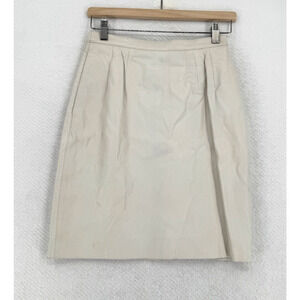 Nancy Heller Vintage White Genuine Leather Short Straight Mini Skirt Sz 2